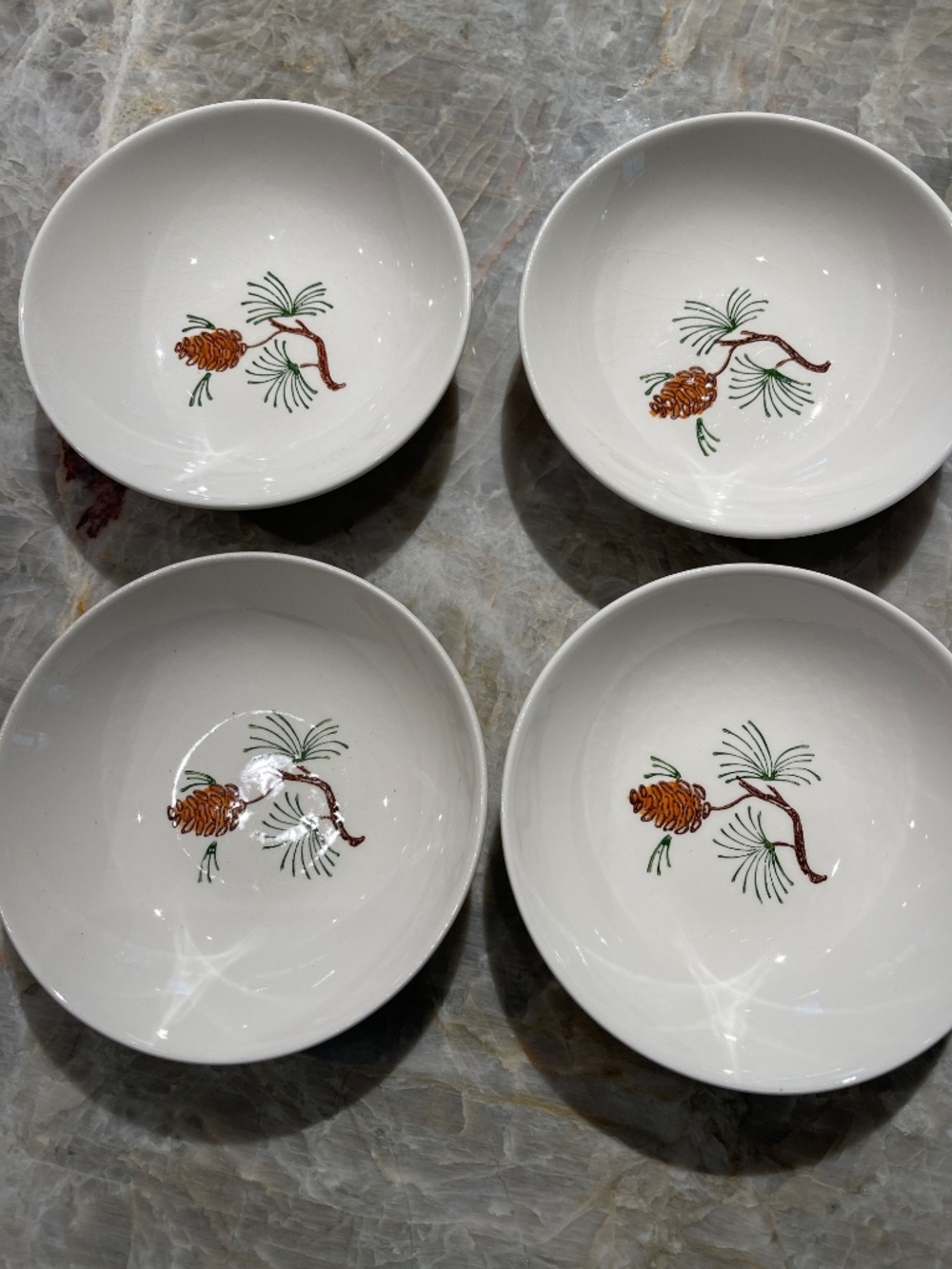 Stetson Marcrest~Vintage Misty Pine ovenproof hand painted underglaze bowls
